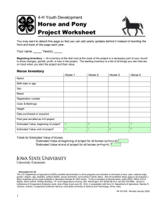 Horse and Pony Project Worksheet 4-H Youth Development