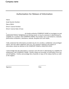 Authorization for Release of Information Company name