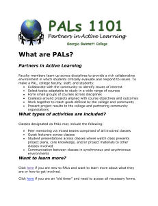 What are PALs? Partners in Active Learning