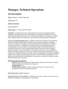 Manager, Technical Operations Job Description