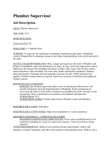 Plumber Supervisor Job Description