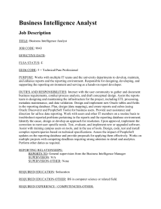 Business Intelligence Analyst Job Description