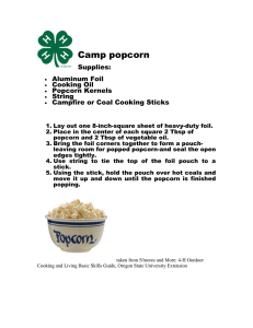 Camp popcorn  Supplies: Aluminum Foil