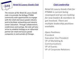 Club Leadership Retail &amp; Luxury Goods Club for PTMBA is current being