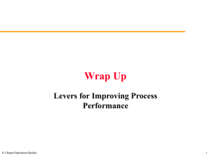 Wrap Up Levers for Improving Process Performance S. Chopra/Operations/Quality