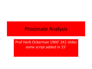 Proximate Analysis Prof Herb Ockerman 1960’ 2X2 slides