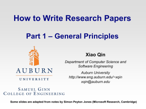 How to Write Research Papers – General Principles Part 1 Xiao Qin