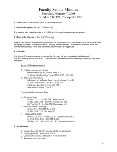 Faculty Senate Minutes Thursday, February 7, 2008
