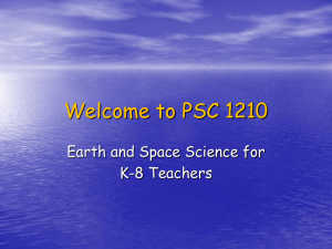 Welcome to PSC 1210 Earth and Space Science for K-8 Teachers