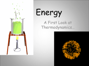 Energy A First Look at Thermodynamics…