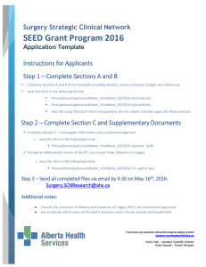 SEED Grant Program 2016 Surgery Strategic Clinical Network Instructions for Applicants