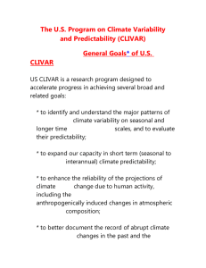 The U.S. Program on Climate Variability and Predictability (CLIVAR) General Goals of U.S.