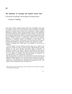 19 The  Relations  of  Learning  and ... Toward Re-socializing&#34; Sociocultural Learning Theory Carolyn P. Panofsky