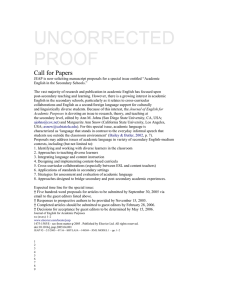 UNCORRECTED PROOF Call for Papers