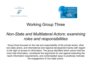 Working Group Three Non-State and Multilateral Actors: examining roles and responsibilities