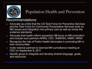 Population Health and Prevention Recommendations: