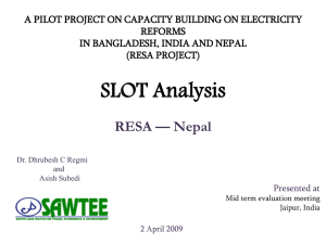 A PILOT PROJECT ON CAPACITY BUILDING ON ELECTRICITY REFORMS (RESA PROJECT)