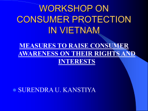 WORKSHOP ON CONSUMER PROTECTION IN VIETNAM MEASURES TO RAISE CONSUMER