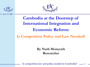 Cambodia at the Doorstep of International Integration and Economic Reform: