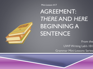 AGREEMENT: BEGINNING A SENTENCE THERE
