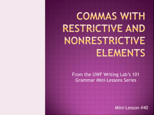 From the UWF Writing Lab’s 101 Grammar Mini-Lessons Series Mini-Lesson #40