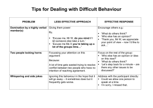 Tips for Dealing with Difficult Behaviour