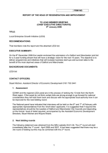 ITEM NO.  REPORT OF THE HEAD OF REGENERATION AND IMPROVEMENT