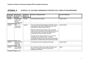 APPENDIX  A Schedule of Salford’s Greenspace Strategy SPD Consultation Responses