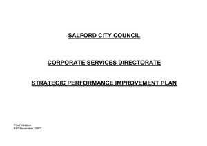 SALFORD CITY COUNCIL  CORPORATE SERVICES DIRECTORATE STRATEGIC PERFORMANCE IMPROVEMENT PLAN