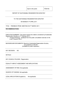 Open to the public ITEM NO. REPORT OF SUSTAINABLE REGENERATION SCRUTINY