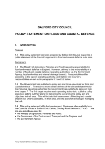 SALFORD CITY COUNCIL POLICY STATEMENT ON FLOOD AND COASTAL DEFENCE