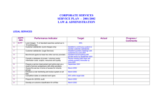 CORPORATE SERVICES SERVICE PLAN  -  2001/2002 LAW &amp; ADMINISTRATION