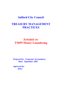 Salford City Council TREASURY MANAGEMENT PRACTICES