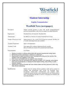 Student Internship Westfield News (newspaper)  English, Communication