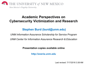 Academic Perspectives on Cybersecurity Victimization and Research Stephen Burd ()