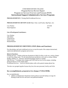Program/Service Review Report Program (or Service) Overview and Forecast (PrOF)