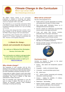 Climate Change in the Curriculum What will be achieved?