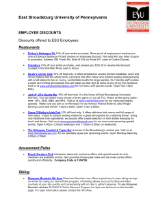 East Stroudsburg University of Pennsylvania  EMPLOYEE DISCOUNTS Discounts offered to ESU Employees: