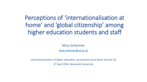 Perceptions of ‘internationalisation at home’ and ‘global citizenship’ among
