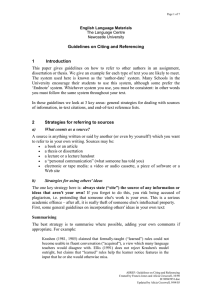 Guidelines on Citing and Referencing 1 Introduction