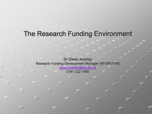 The Research Funding Environment Dr Gwen Averley 0191 222 7460