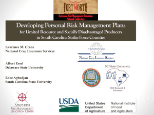 Developing Personal Risk Management Plans in South Carolina Strike Force Counties
