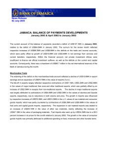 JAMAICA: BALANCE OF PAYMENTS DEVELOPMENTS News Release 02 July 2003