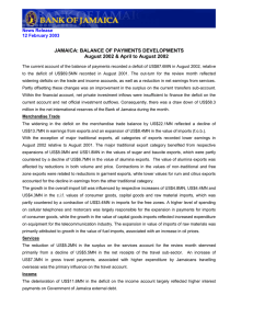 JAMAICA: BALANCE OF PAYMENTS DEVELOPMENTS News Release 12 February 2003