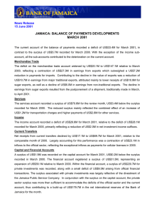 JAMAICA: BALANCE OF PAYMENTS DEVELOPMENTS MARCH 2001 News Release