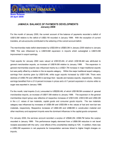 JAMAICA: BALANCE OF PAYMENTS DEVELOPMENTS January 2000 News Release