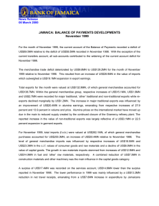 JAMAICA: BALANCE OF PAYMENTS DEVELOPMENTS November 1999 News Release