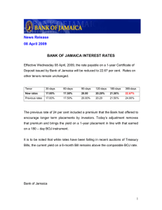 News Release 08 April 2009 BANK OF JAMAICA INTEREST RATES