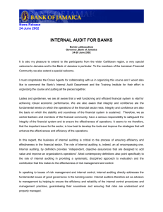 INTERNAL AUDIT FOR BANKS  News Release 24 June 2002