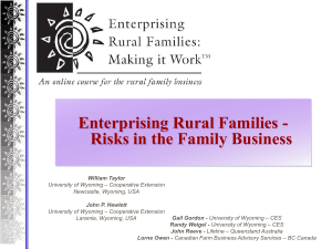 Enterprising Rural Families - Risks in the Family Business
